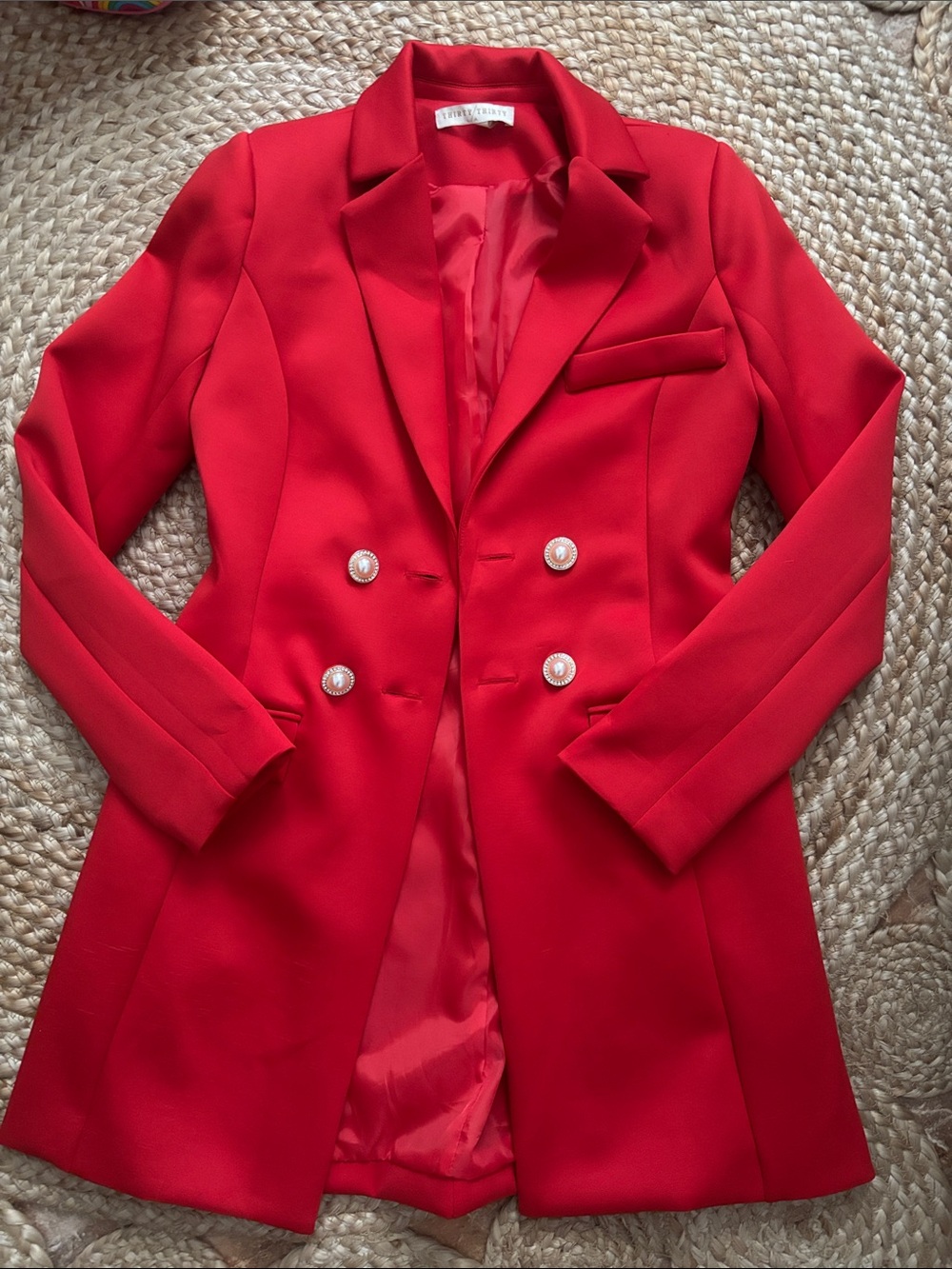 Elegant Red Double-Breasted Women's Blazer by T Tahari
